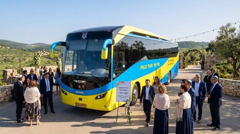 אוטובוס פולי תור הביא את המוזמנים לחתונה אוטובוס פולי תור הביא את המוזמנים לחתונה